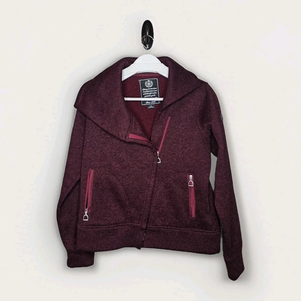 Ariat Contender Fleece Zip Women's Large Cabernet Asymmetrical Zipper Maroon